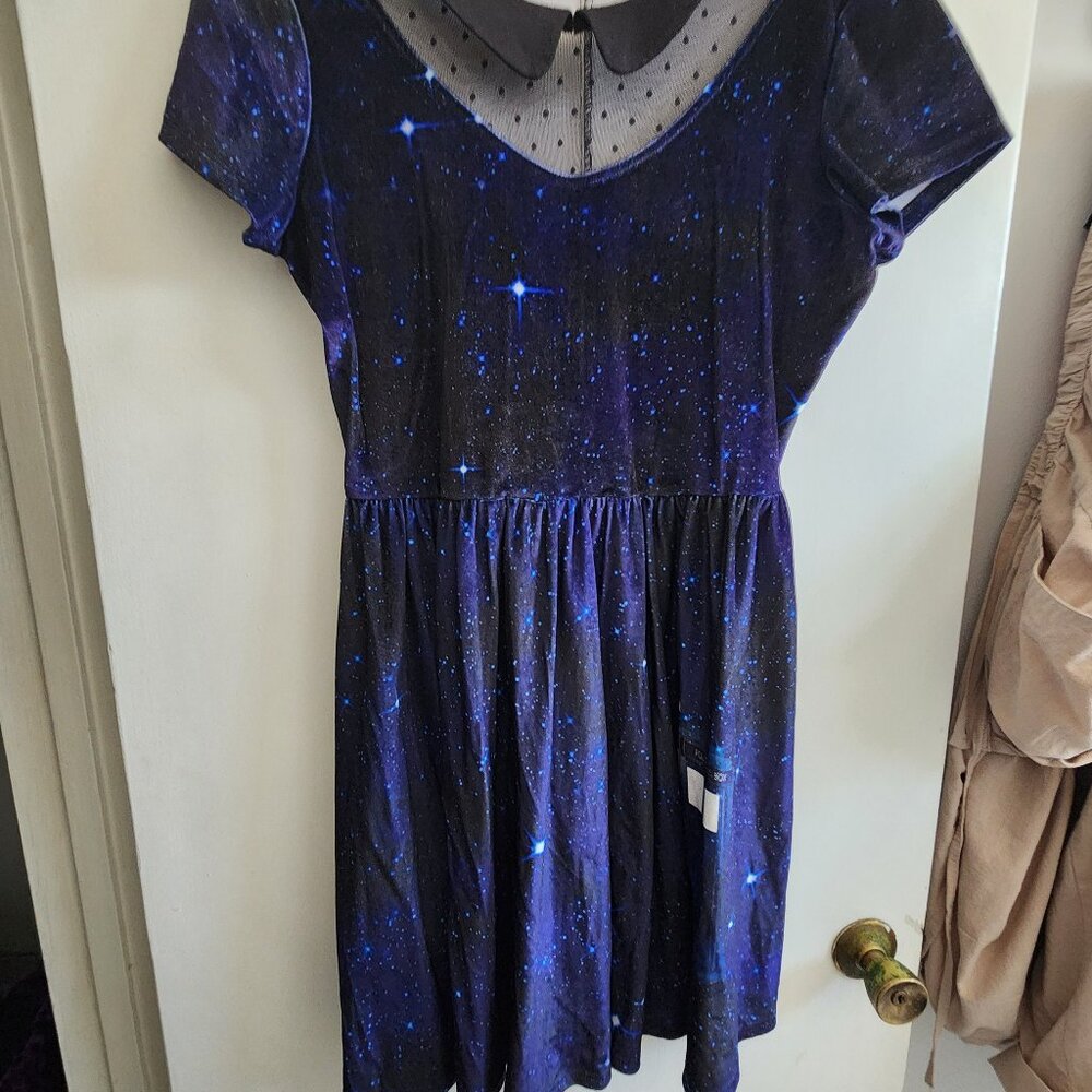 Doctor Who TARDIS Galaxy Blue Velvet Dress, GUC - Picture 2 of 4
